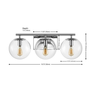 CHARLENE 3 LIGHT Chrome IRON / GLASS WALL SCONCE
