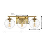 CHARLENE 3 LIGHT BRASS IRON / GLASS WALL SCONCE