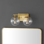 SEVERA 2 LIGHT BRASS IRON / GLASS WALL SCONCE