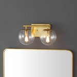 SEVERA 2 LIGHT BRASS IRON / GLASS WALL SCONCE
