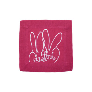 DUET BUNNY EMBROIDERED LINEN COCKTAIL NAPKINS