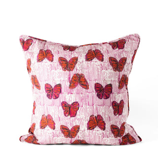 Hunt Slonem Pretty in PinkButterflies Pillow & Insert