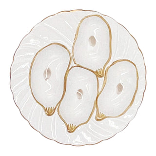 White with Gold Detailing Oyster Plate