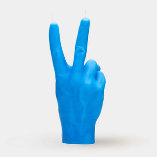 Hand Gesture Peace Candle - Blue