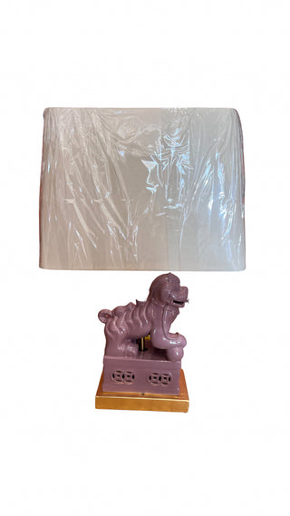 Porcelain Purple Foo Dog Lamp