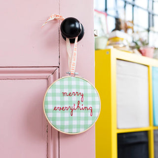 Merry Everything Gingham Embroidery Hoop Kit