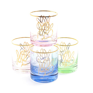 Set of 4 Double Bunny Old Fashioned Glasses, Mixed